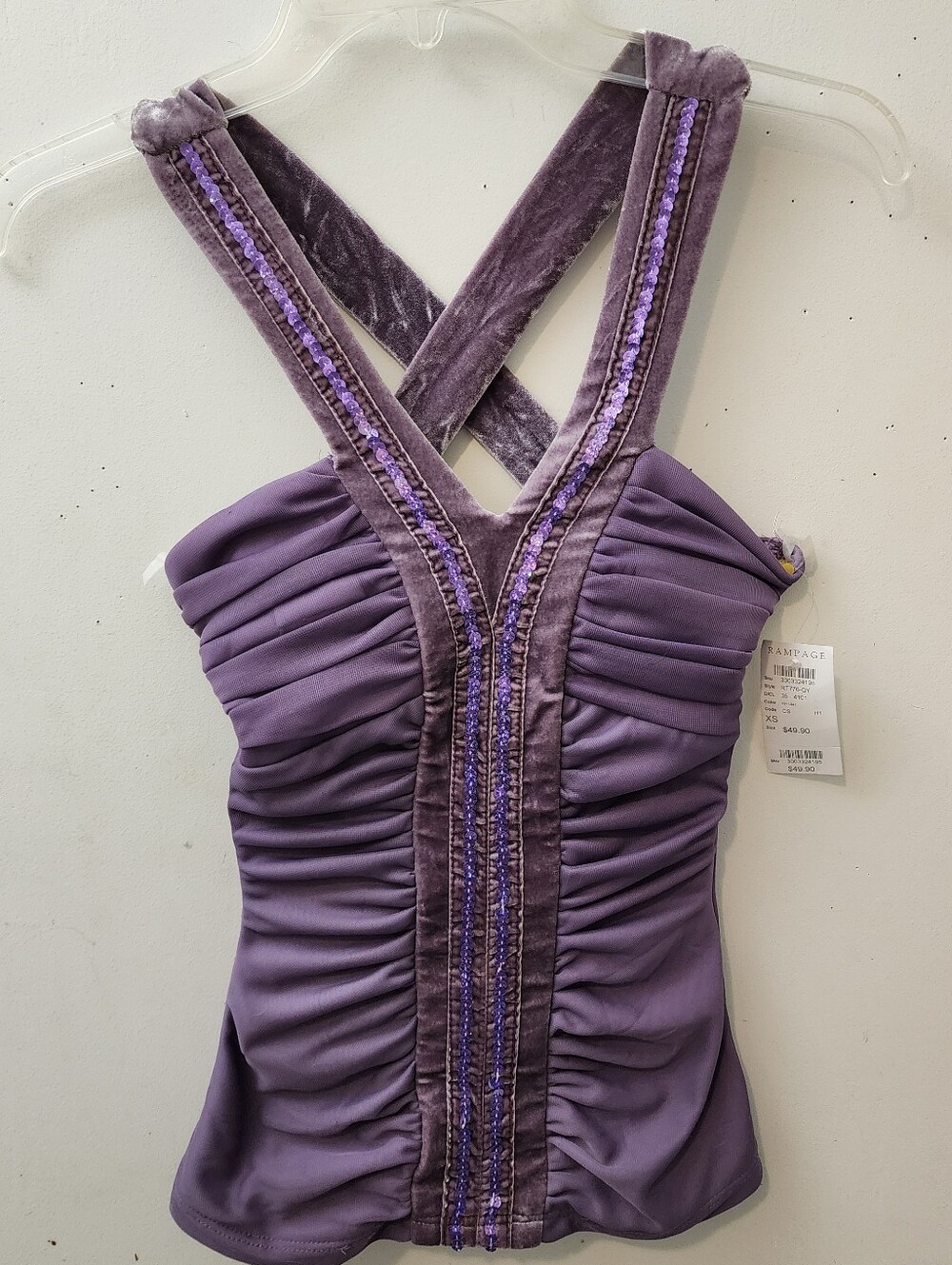Heart Moon Star Purple Velvet Top Sequin Festival Holiday Boho-Chic Glam Costume